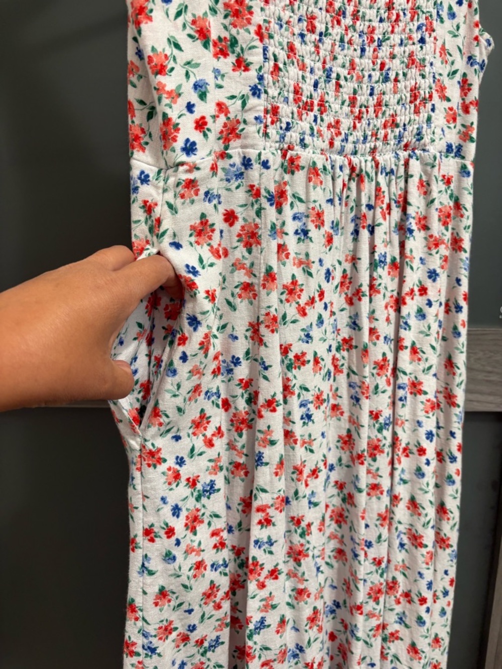 Old Navy Midi Dress with Red & Blue Floral Print - Picture 7 of 12